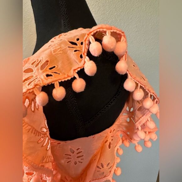 Lilly Pulitzer Palm Tree Eyelet Top Peach Size XXS - Picture 7 of 13